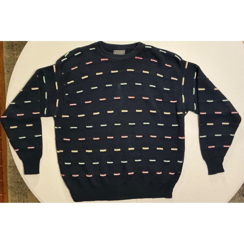 VTG USA Made Lord & Taylor Chunky 3D Textured Dash Knit Crewneck Sweater Mens XL